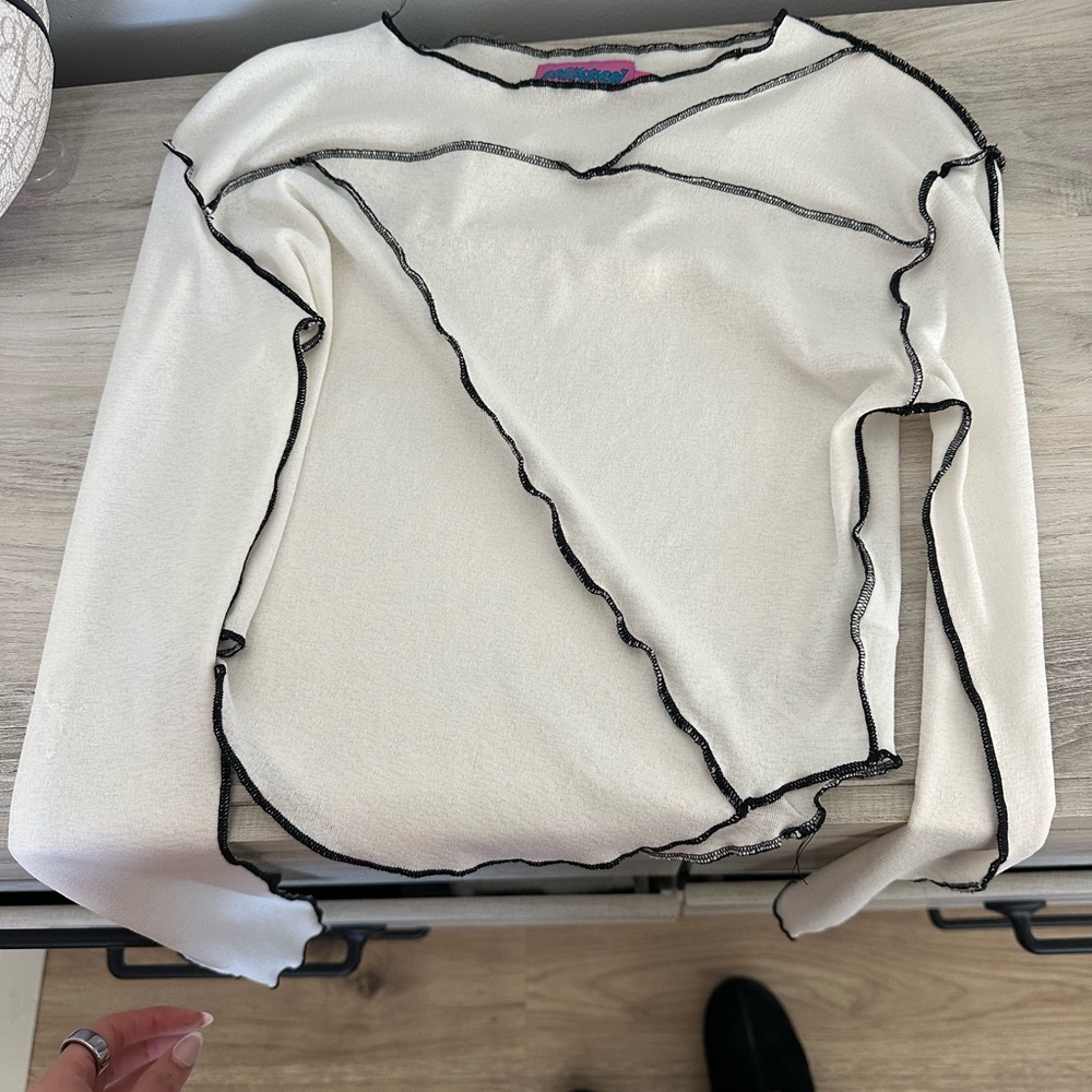 White see long sleeve top (slightly see through)